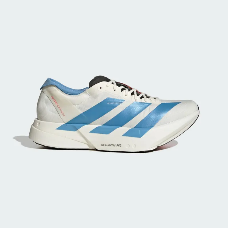 Adidas ADIZERO ADIOS PRO 4 Running Shoes Off White / Light Blue / Bright Red (KH7343)
