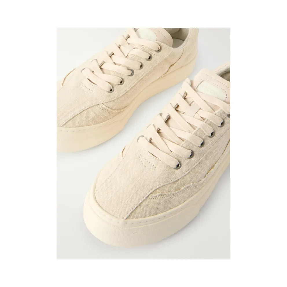 Omni Dellow Suede-Trimmed Distressed Drill Beige (OM01274)
