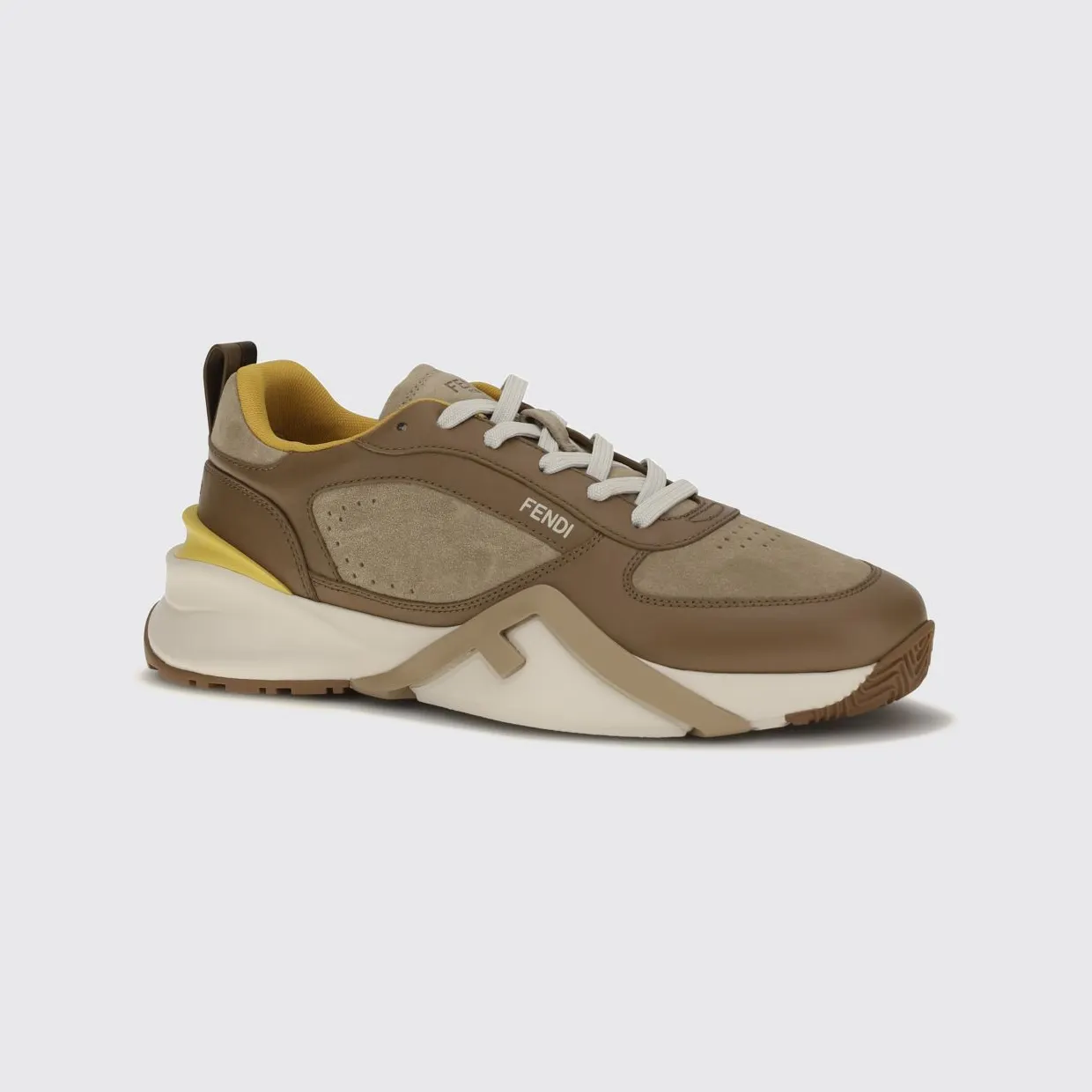 Fendi Flow Low-Top Sneakers in Suede and Smooth Calf Leather Brown (7E1925AY1WF1WPG) (2)