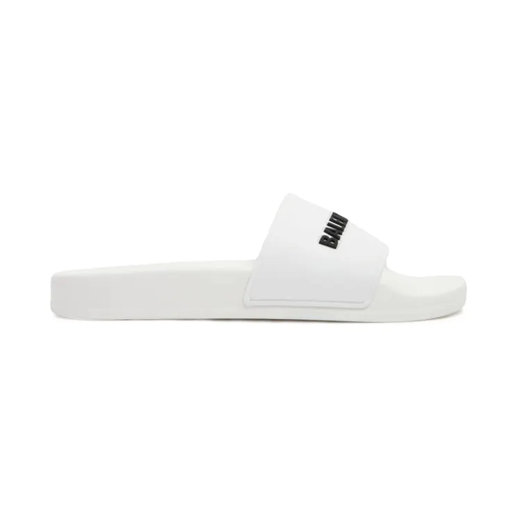 Balenciaga Pool Slides White Black 3D Logo (W) (565547 W1S83 9034)