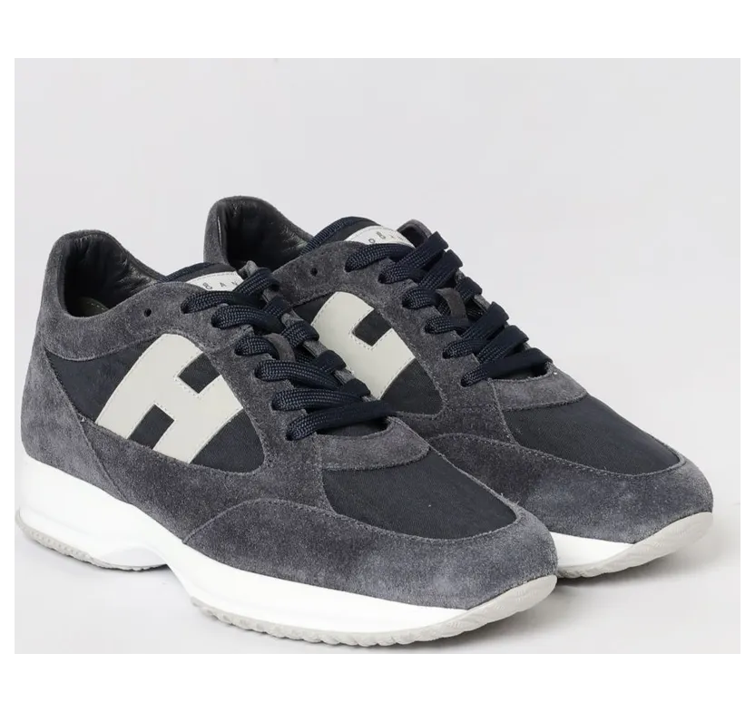 Hogan Interactive Sneakers in Suede and Nylon Blue (HXM7130GC80V4R785V)