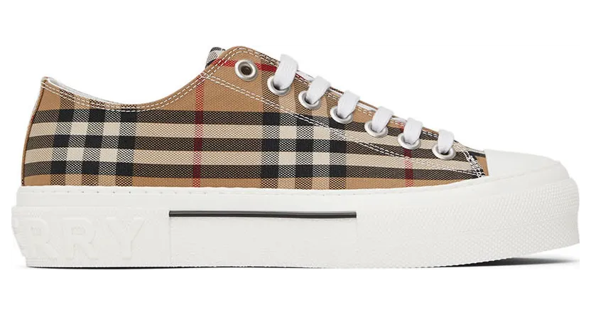 Burberry Beige Cotton Check Sneakers (8049745)