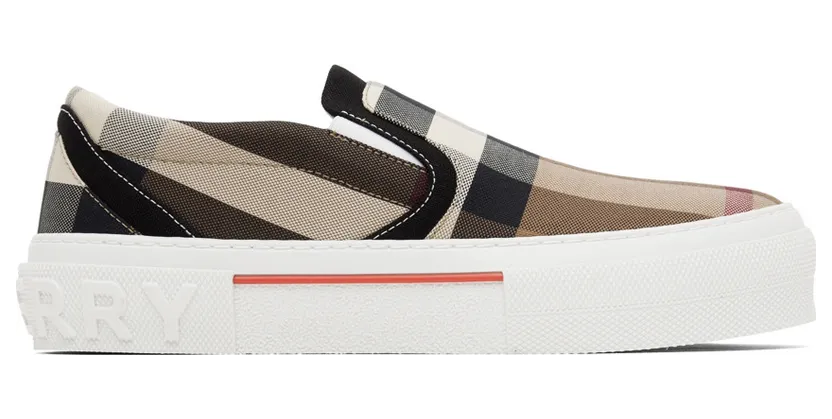 Burberry Beige Exaggerated Check Sneakers (8056762)
