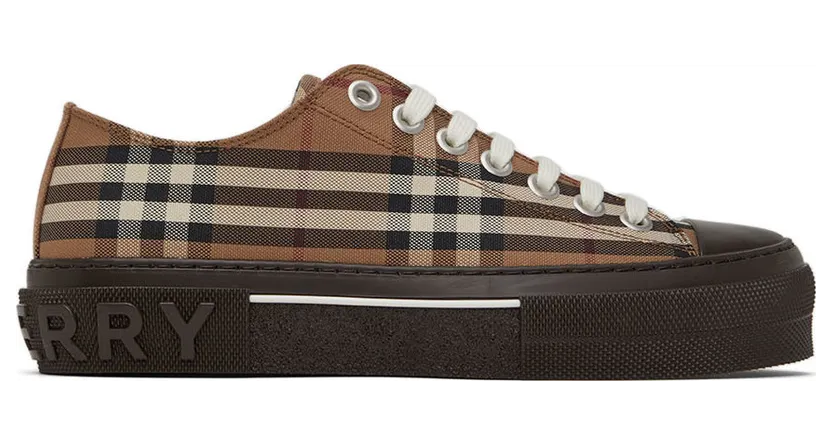Burberry Brown Cotton Check Sneakers (8056828)