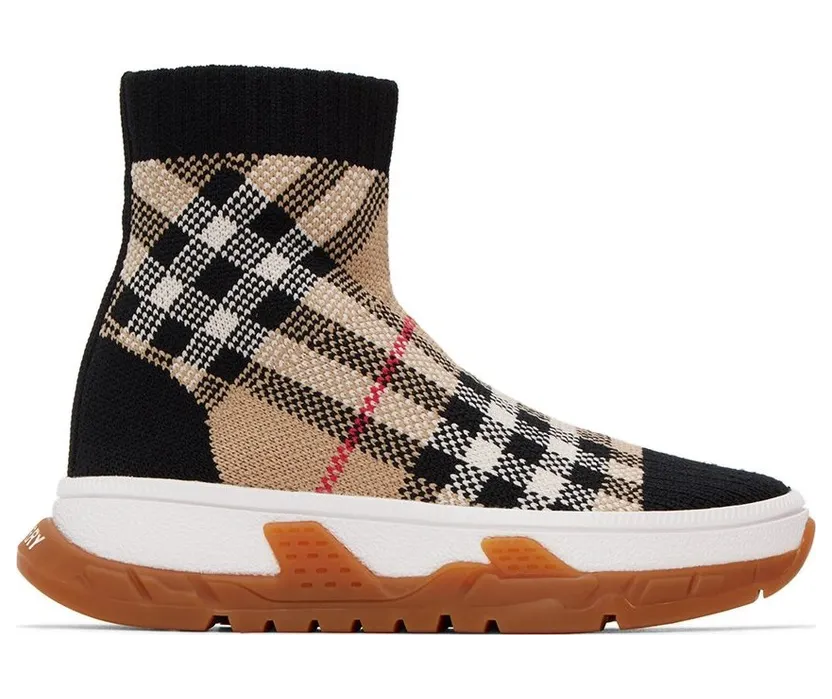 Burberry Kids Black & Beige Vintage Check Sock BLACK (8054765)