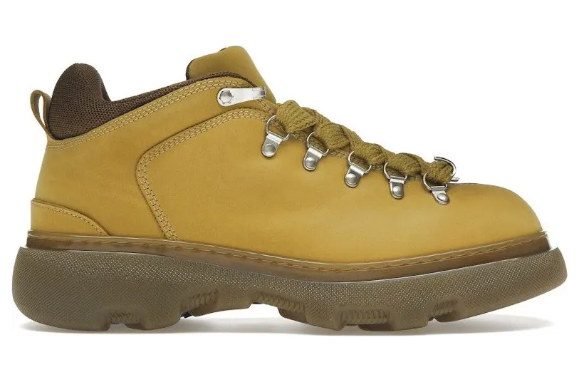 Burberry Lace Up Leather Ankle Boot Mustard Yellow (8074577)