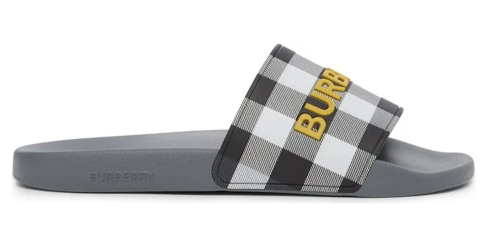 Burberry Logo Detail Check Slides Storm Grey (80629581)