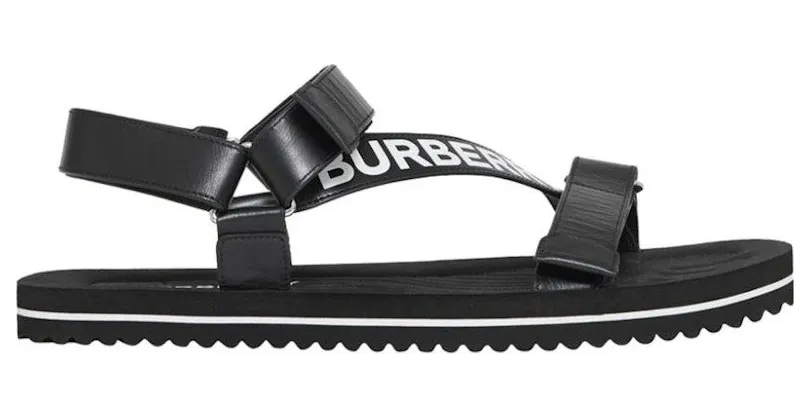 Burberry Logo-Strap Sandal Black Leather (8037172)