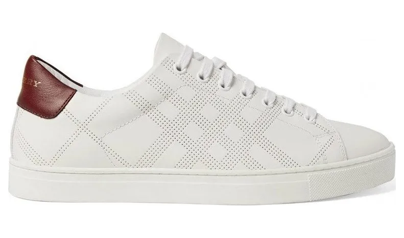 Burberry Perforated Check Leather White Deep Claret Melange (8041374)