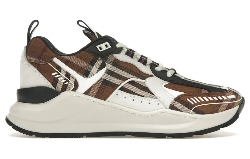 Burberry Vintage Check Cotton and Leather Dark Birch Brown White (80642821)