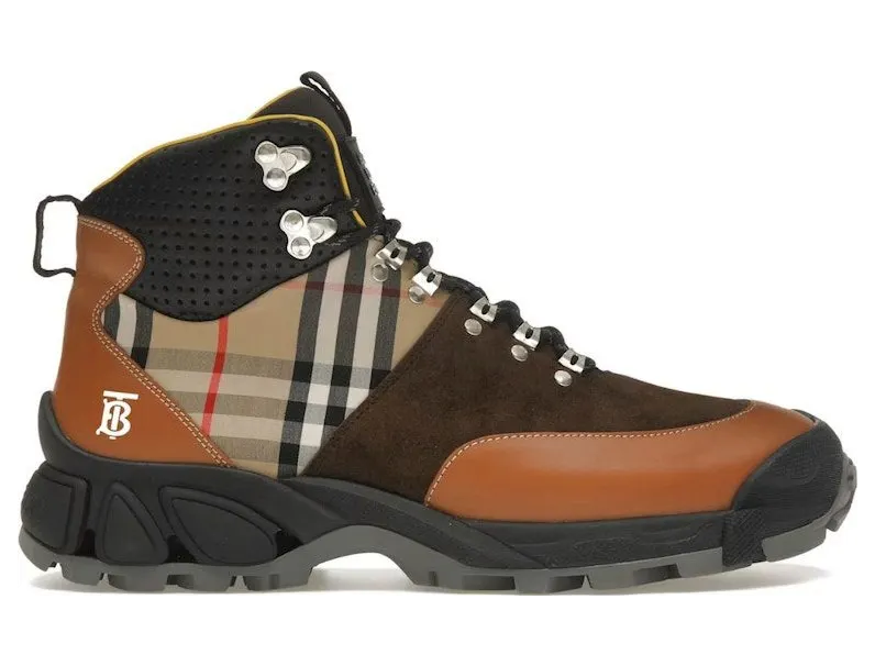 Burberry Vintage Check Tor Boots Beige Brown Black (8019695)