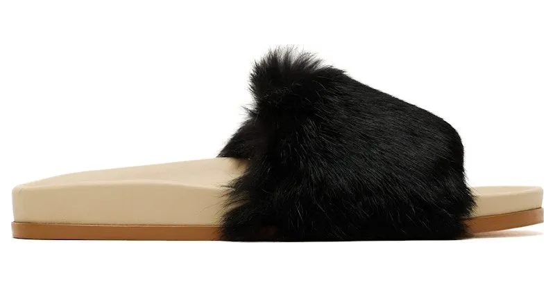 Buscemi Fur Clot Leather Slide Black (318SWSLICOCT0R-0099)