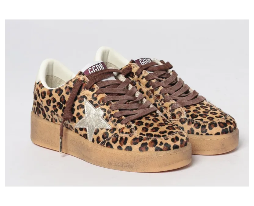 Golden goose Ball Star Used-Effect Pony Skin and Leather Sneakers Brown (GWF00804F00801083241)