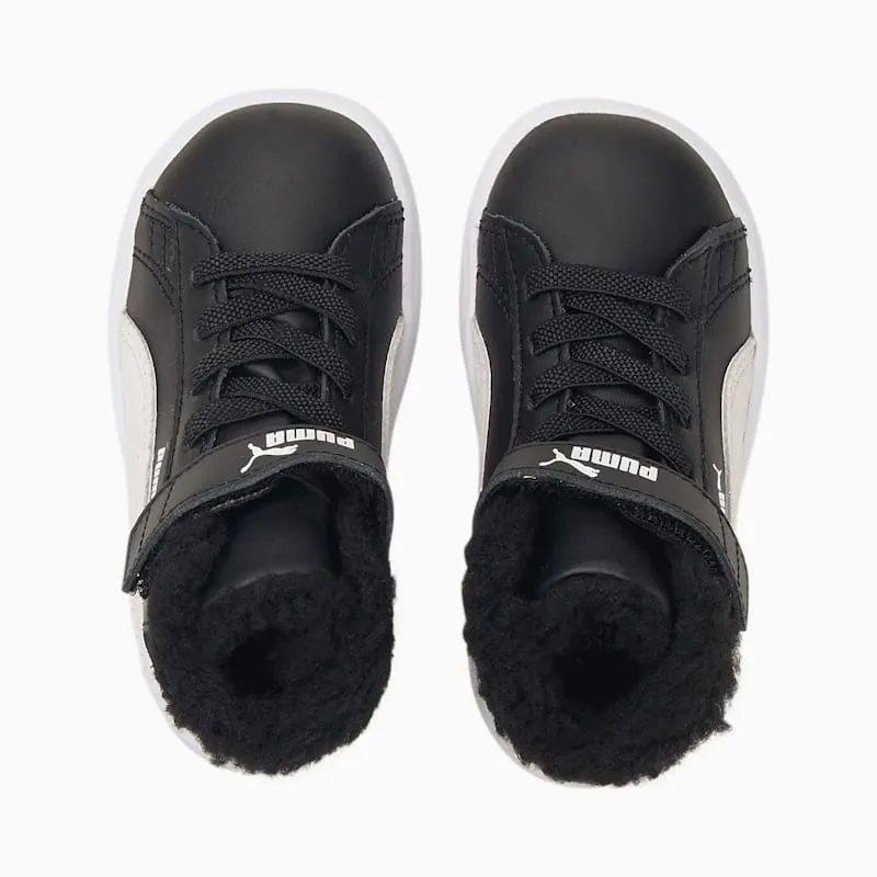 PUMA Smash V2 Mid Fur V Babies’ Black/White (366899-02)