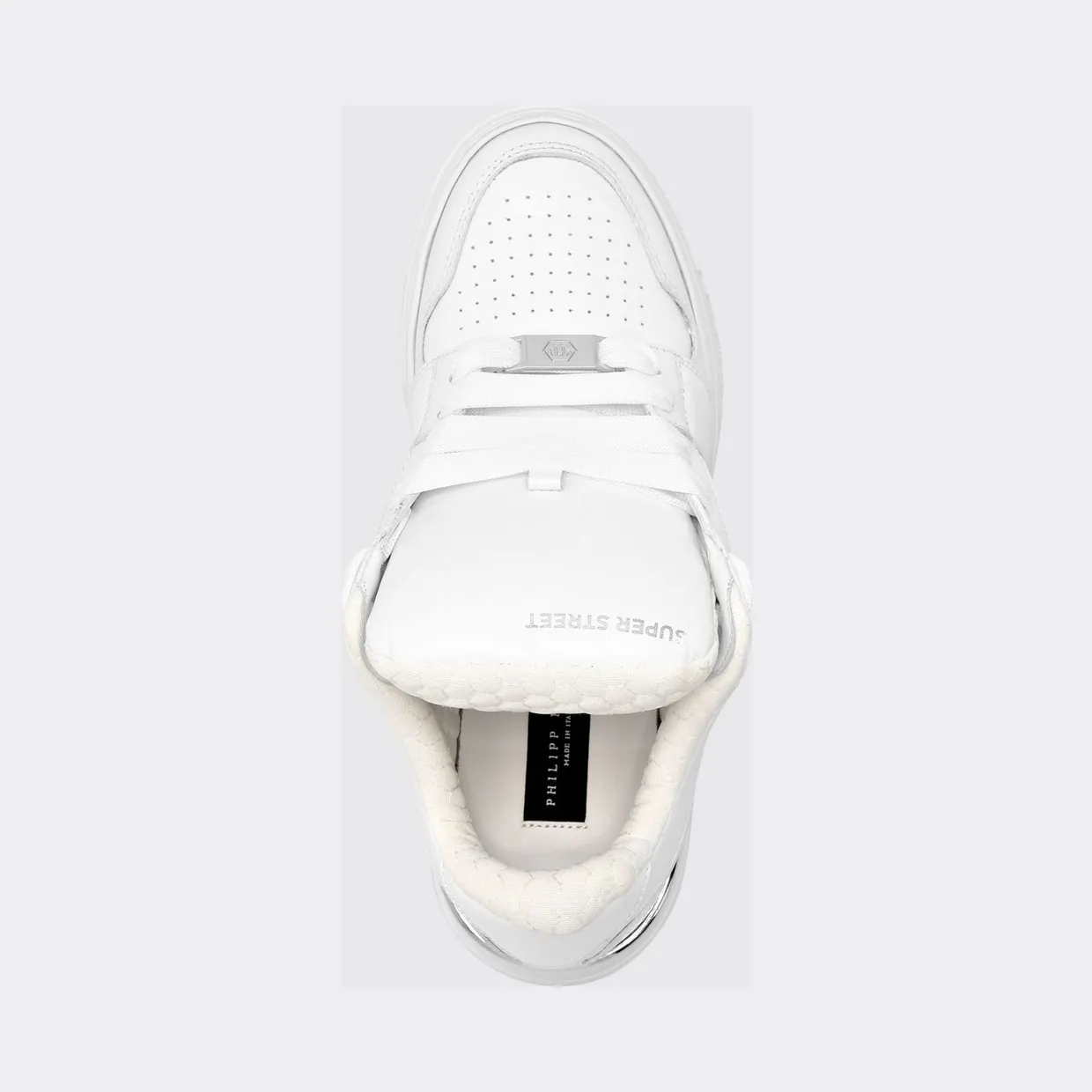 Philipp plein Super Street Leather Sneakers with Rubber Hexagon Logo White (SACSUSC0459PLE025N01) (3)