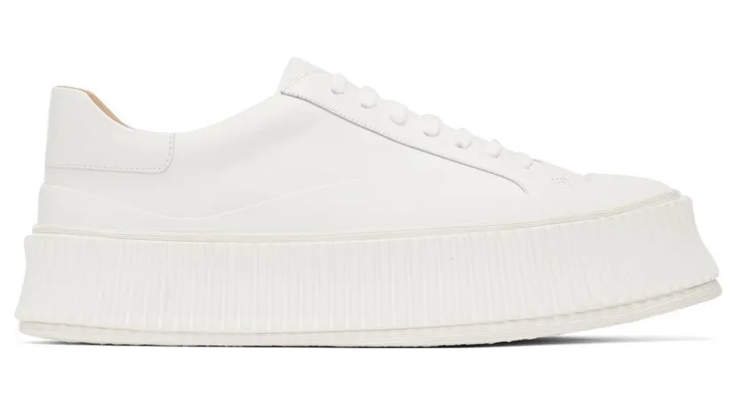 Jil Sander White Leather Platform Low-Top Sneakers (J15WS0002_P4833)