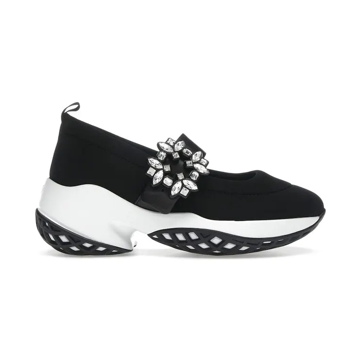 Roger Vivier Viv’ Run Babies Black White Crystal Buckle (RVW50637520T81B999)