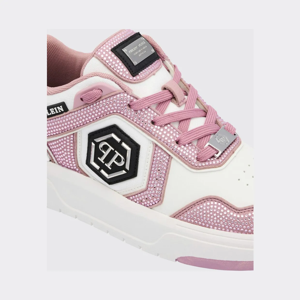 Philipp plein SK8R Leather Sneakers with Applied Rhinestones Fuchsia (SAFSUSC0923PTE003N03) (3)