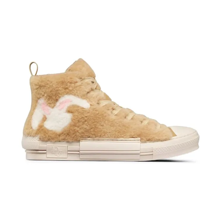 Dior B23 High Top ERL Beige Shearling with Rabbit Motif (3SH129ZTR_H100)