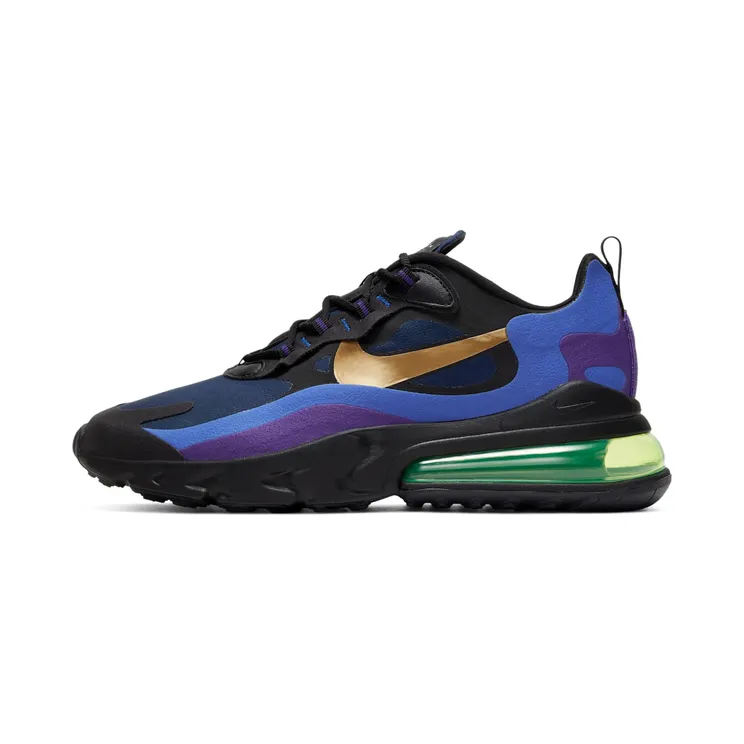 Nike Air Max 270 React Heavy Metal “Black / Deep Royal Blue / Hyper Royal / University Gold” (AO4971-005)