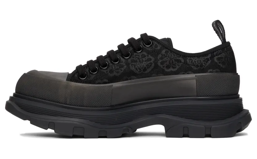 Alexander McQueen Black Floral Tread Slick Low Sneakers (662677W4Q32) (3)