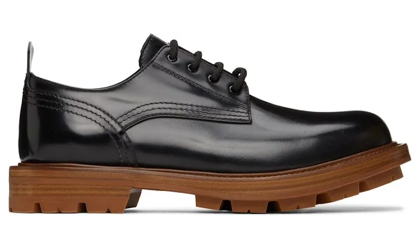 Alexander McQueen Shiny Derby Oxfords Black Brown (683570WHZ8J1452)