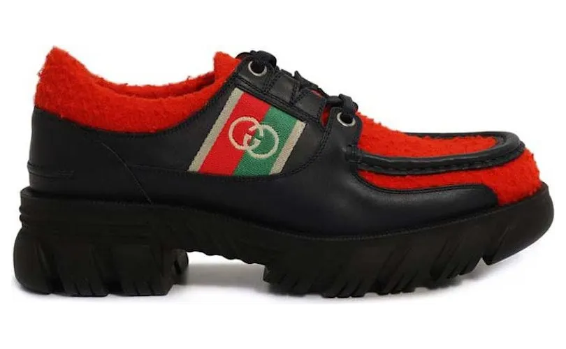 Gucci Interlocking G Lace-Up Derbys Red Black (681797 DTNK0 4072)