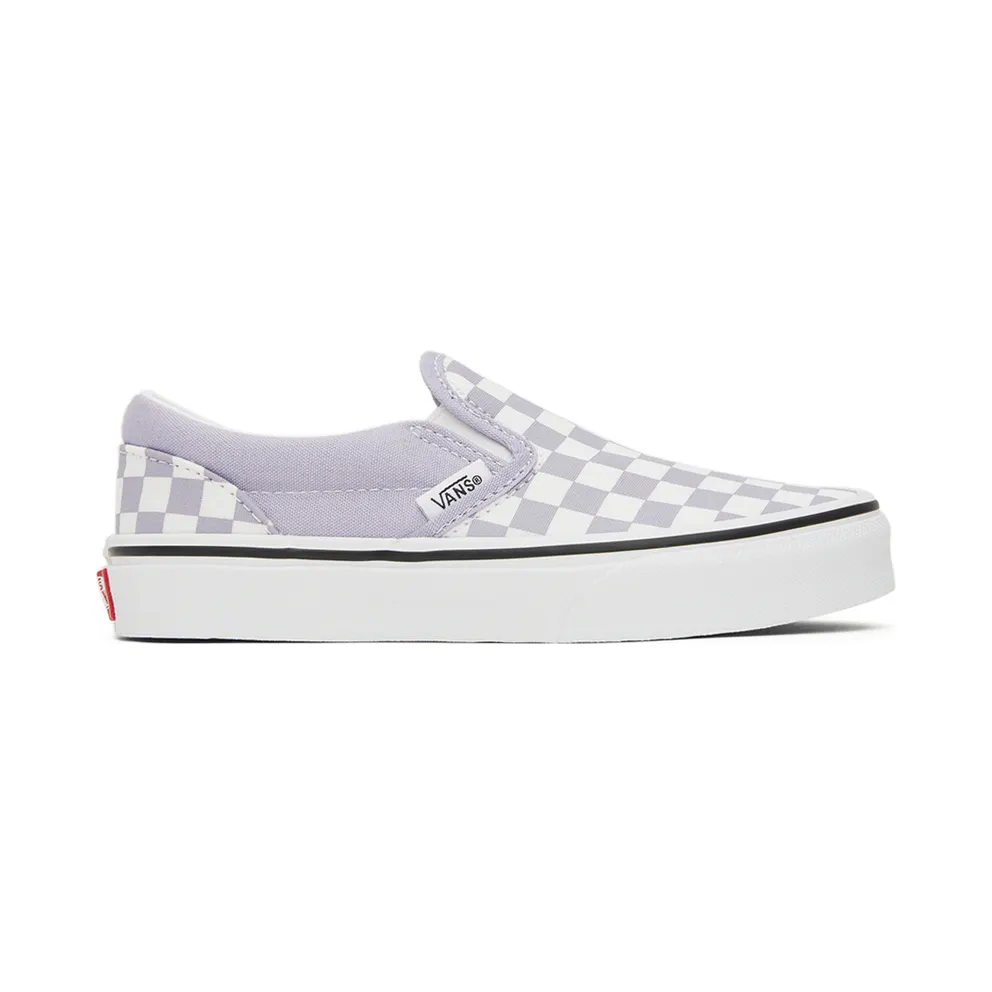 Vans Kids Purple & White Checkerboard Classic Slip-On Little Kids Sneakers (VN0A7Q5GARV1)