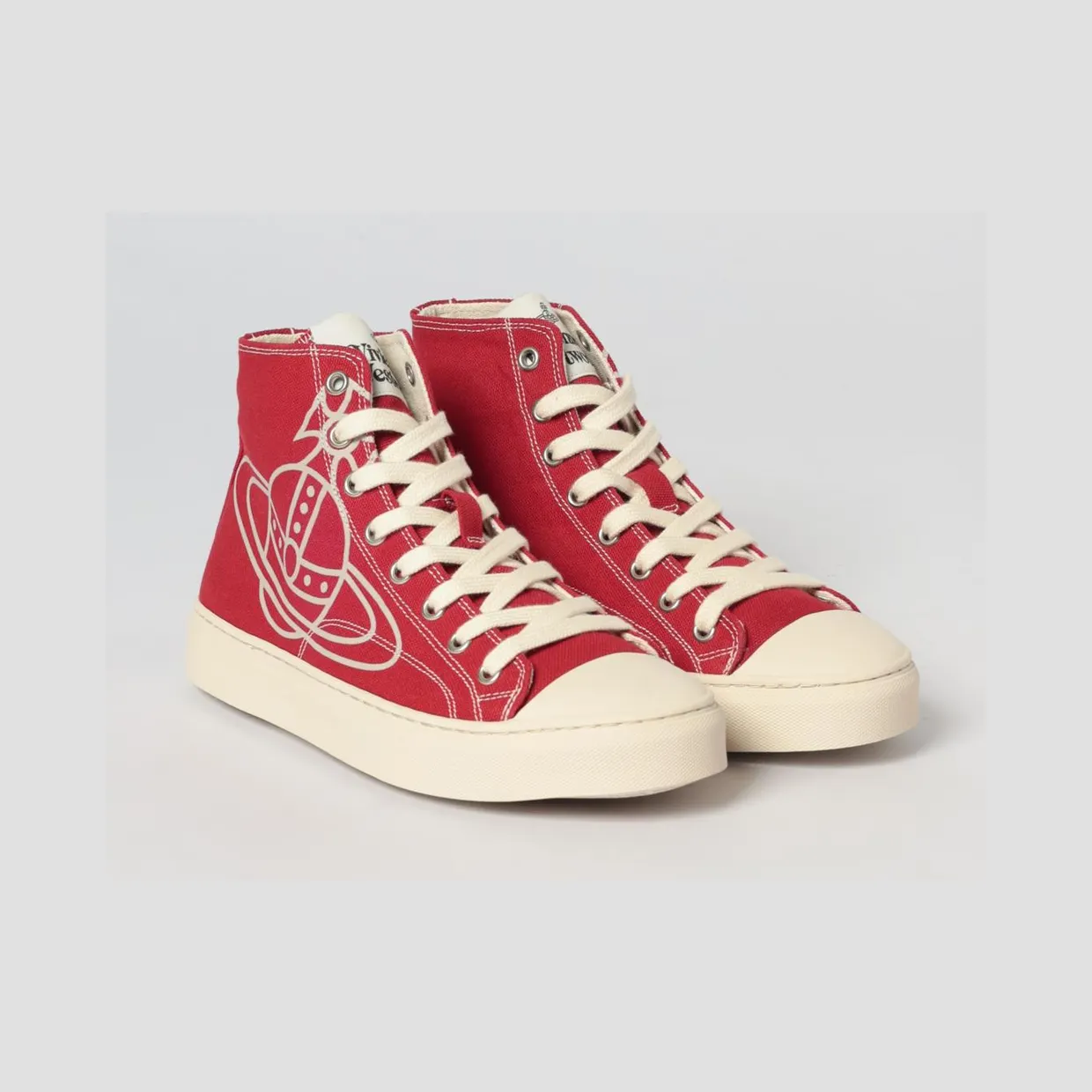 Vivienne Westwood Orb Print Cotton Plimsoll Sneakers Red (75010001WW0004H406)