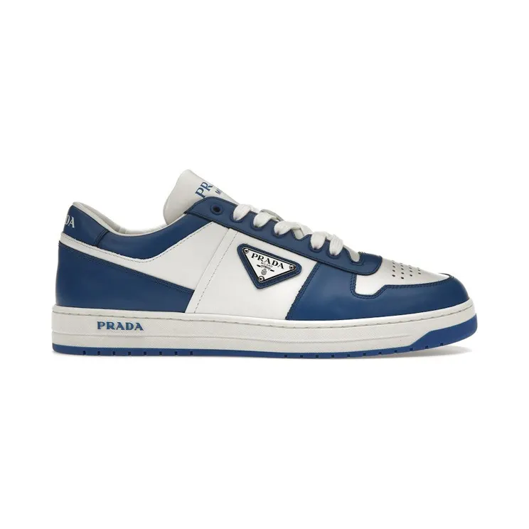 Prada Downtown Low Top Sneakers Leather White Cobalt Blue (2EE364_3LKG_F098Z)