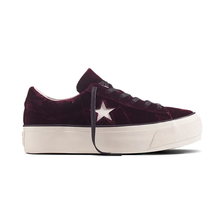 Converse One Star Platform Velvet Dark Sangria/egret/black (558951C)