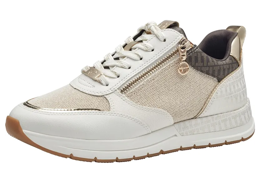 Tamaris sneaker Chamois / Donkerbruin / Goud / Wit (1-23732-41-4A0)