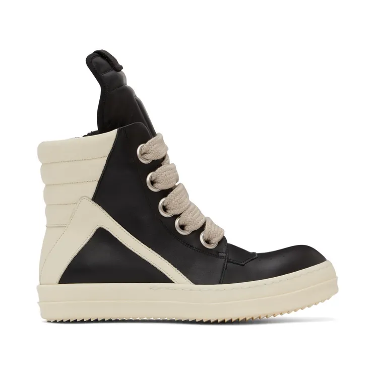 Rick Owens Black Jumbo Laces Geobasket Sneakers (RU02B2894 LPOW1)
