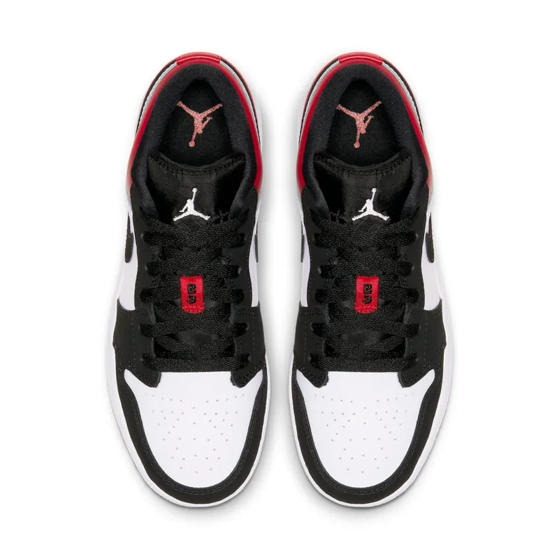 Jordan 1 Low Black Toe (GS) White/Black-Gym Red (553560-116)