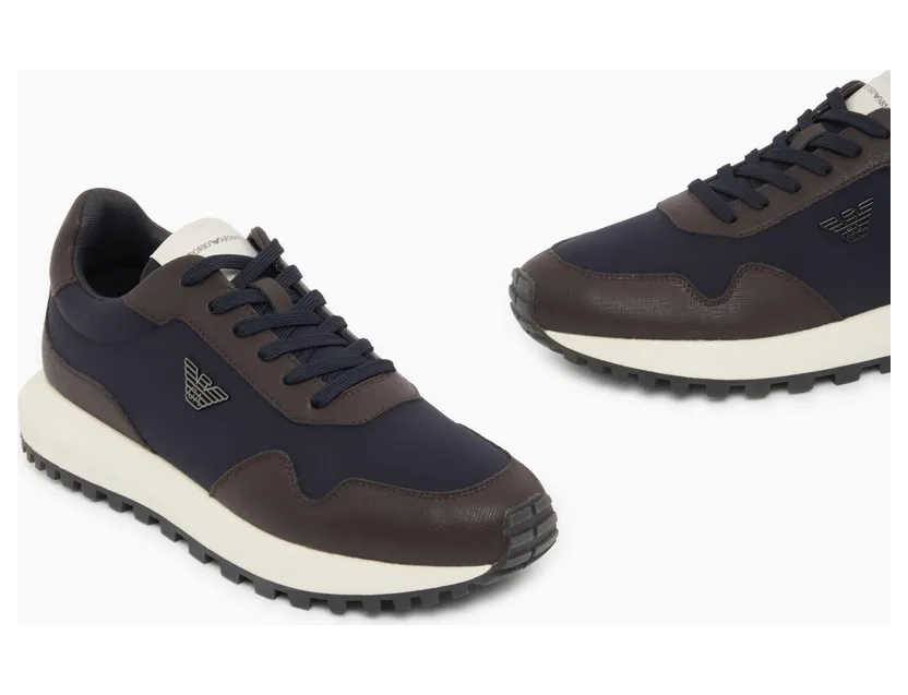 Armani Recycled Nylon Sneakers With Regenerated Saffiano Details (EM003738-AF19532-M6494) (5)