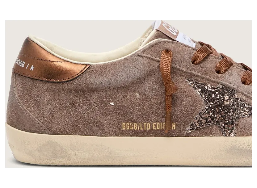 Golden Goose Women’S Super-Star Ltd In Brown Suede With Brown Glitter Star (GWF01119.F008568.60696) (4)