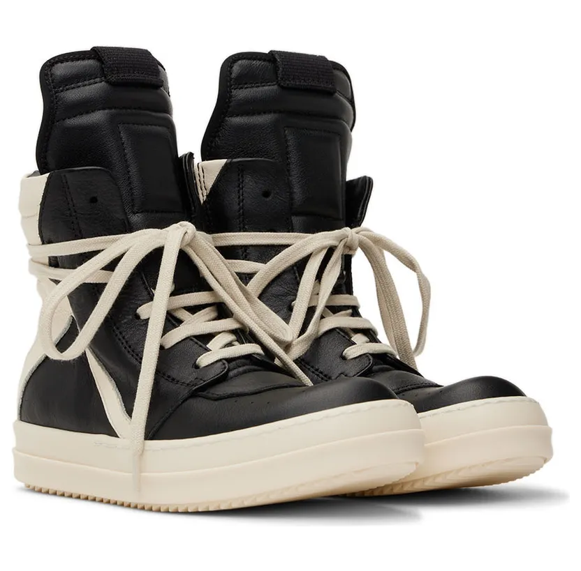 Rick Owens Kids Off-White & Black Geobasket Sneakers (BG02B5897 LMU 02B BG) (4)