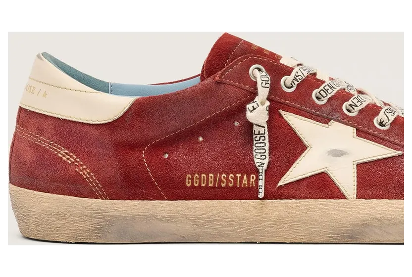 Golden Goose Men’S Super-Star In Red Suede With Cream Leather Star (GMF00101.F008577.40595) (4)