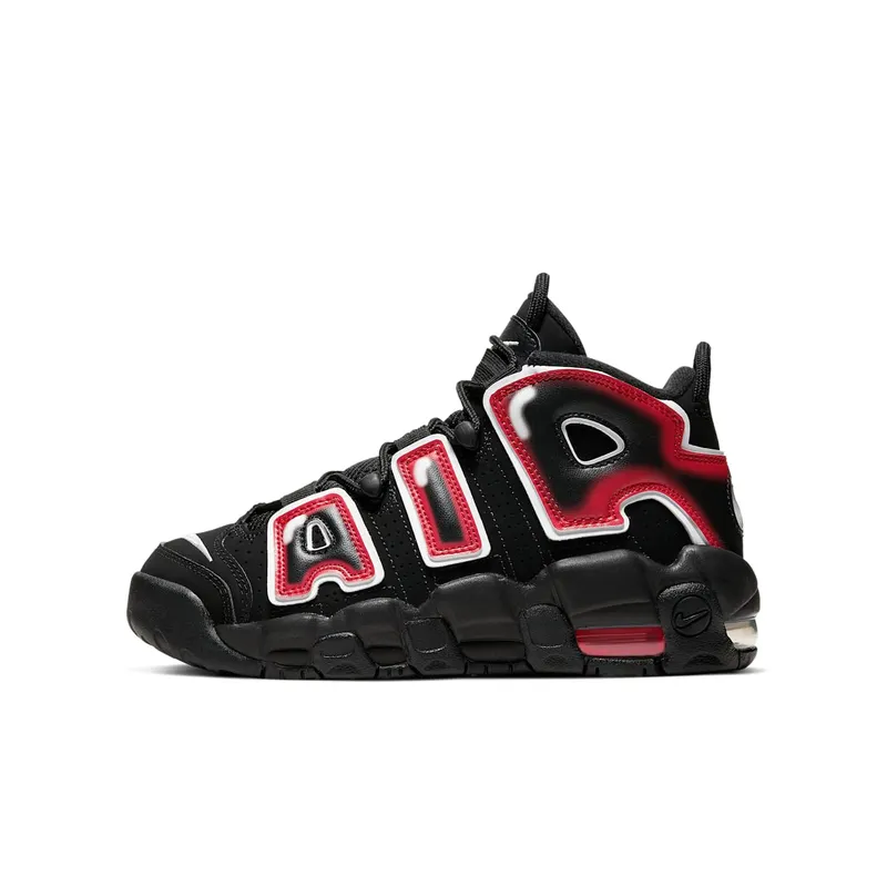 Nike Air More Uptempo Black White Laser Crimson (GS) Black/White-Laser Crimson (415082-010)