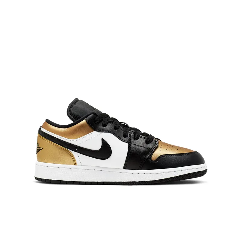 Jordan 1 Low Gold Toe (GS) Metallic Gold/Black-White (CQ9487-700)