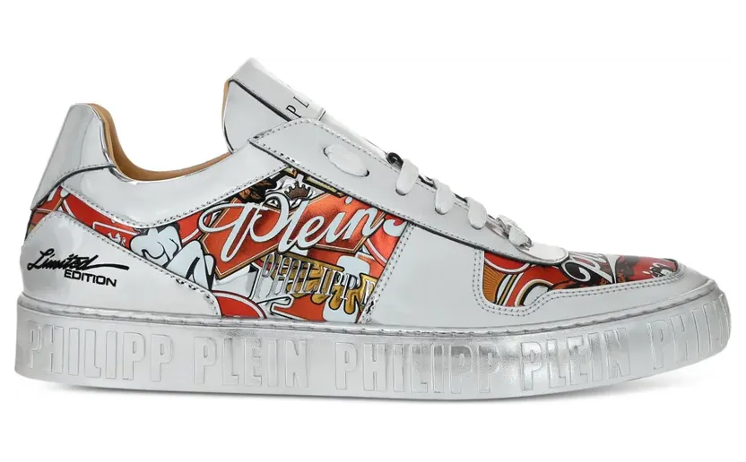 Philipp Plein Sneakers im Metallic-Look mit Adler-Print – Weiß (AAESUSC0887PLE075N)