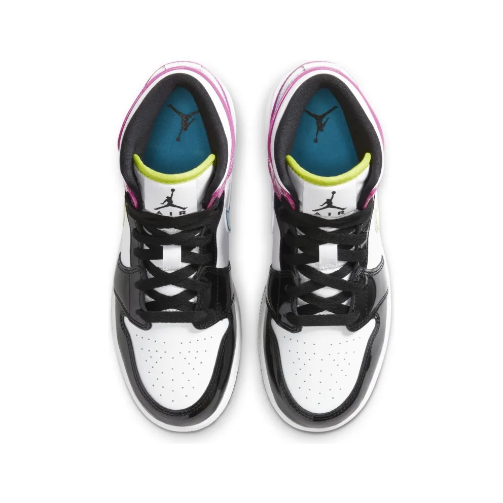 Jordan 1 Mid White Black Cyber Pink (GS) White/Cyber-Active Fuchsia-Black (CZ9835-100)
