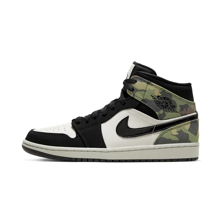 Air Jordan 1 Mid Camo Light Bone/Black (CW5490-001)