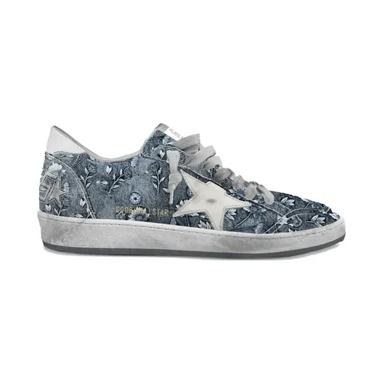 Golden Goose Ballstar met geborduurde bloemen “Blue” (GWF00117F008144)