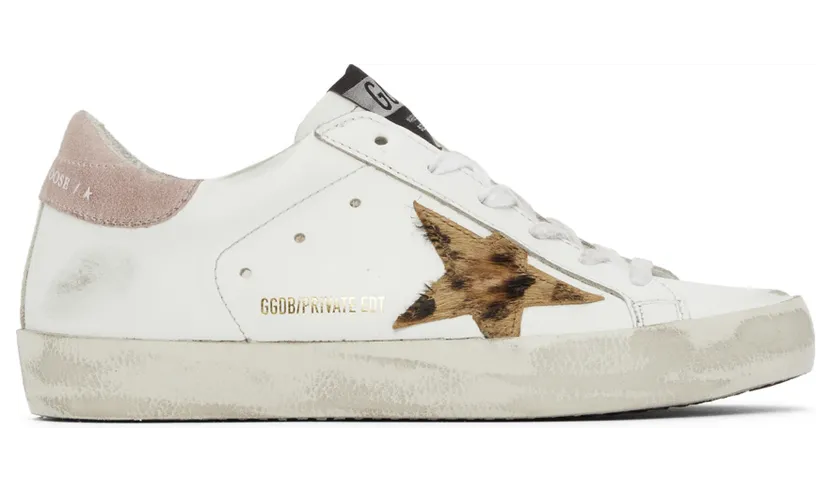 Golden Goose SSENSE Exclusive White Leopard Superstar Sneakers (F00101.F002256.10820)