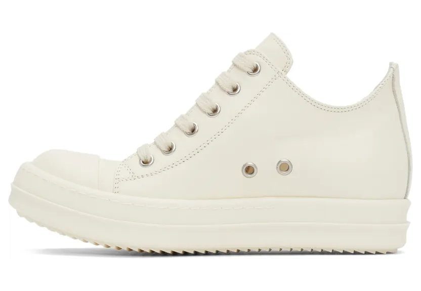Rick Owens Off-White Grained Leather Low-Top Sneakers (RP02A7891 LPO) (3)