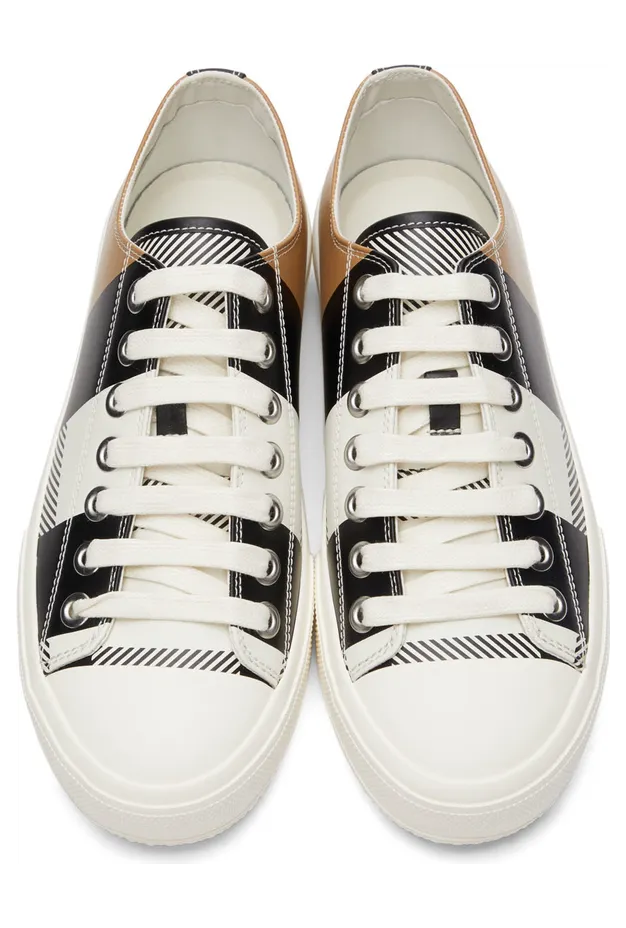 Burberry Black & White Exploded Check Larkhall Sneakers (8043606) (5)