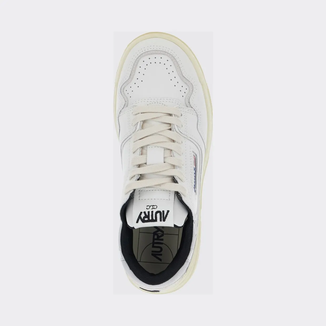 Autry CLC Low Leather and Mesh Trainers with Perforated Toe White (ROLWMY06) (3)