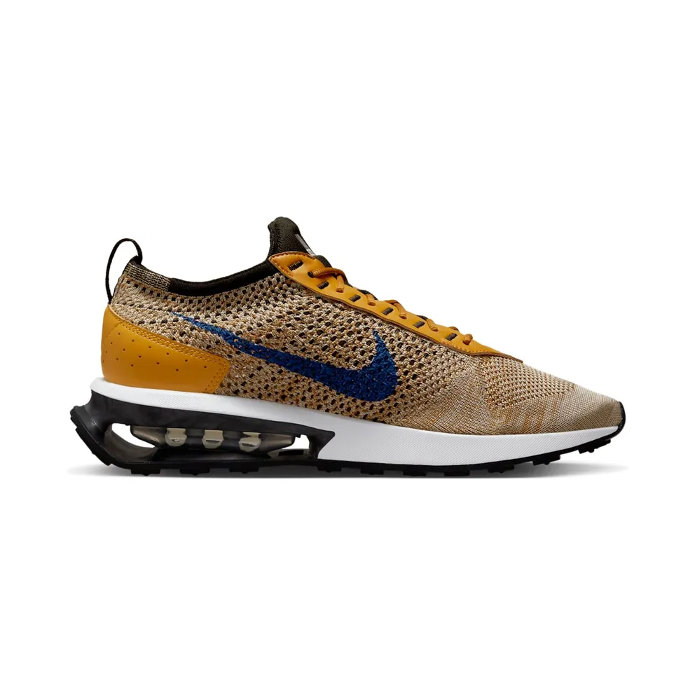 Nike Air Max Flyknit Racer “Elemental Gold / Gold Suede / Black / Hyper Royal” (FD2764-700)