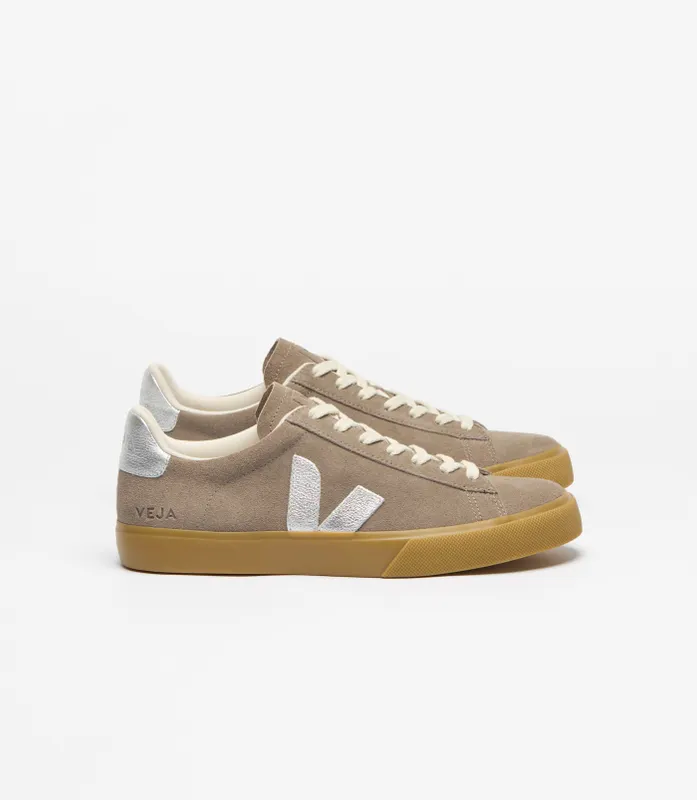 Veja Campo Low Top in O. T. Leather with Contrast Logo Silver (CP0321809)